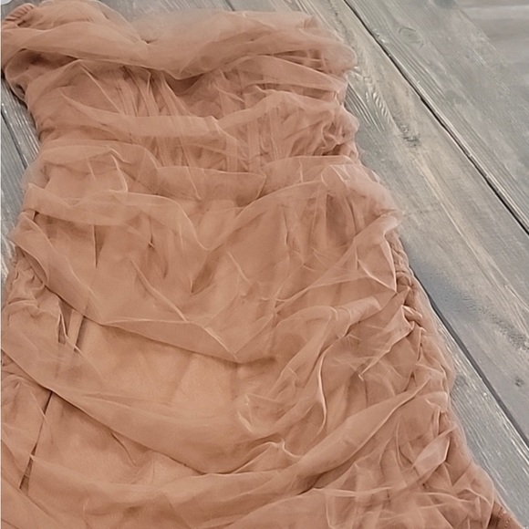 NWTPretty Little Thing brown mesh ruched dress - Picture 2 of 2